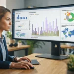 interface digital mostrando gráficos e análises de menções e reputação de uma marca em inteligência artificial