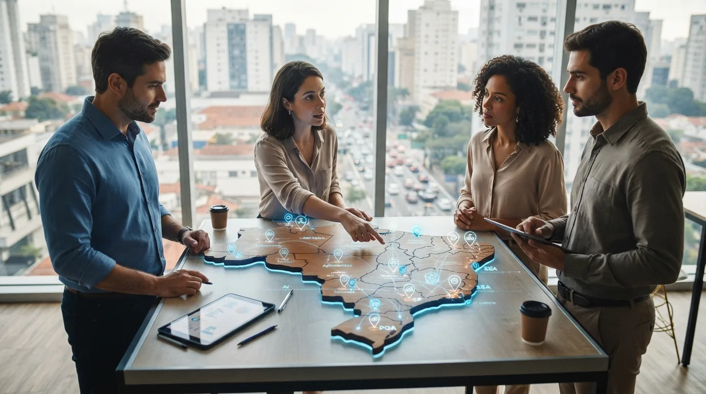 Mapa do Brasil representando o uso de GEO para visibilidade empresarial