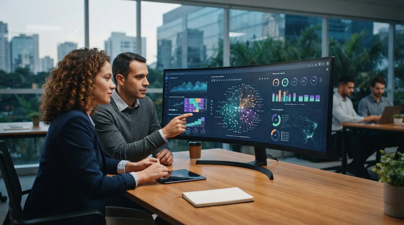 Tela da plataforma Ativa Monitor exibindo gráficos e análises de visibilidade de marca em inteligências artificiais como Chat